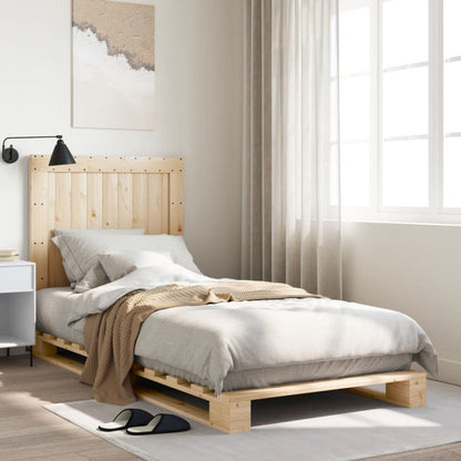 Bedframe met hoofdbord massief grenenhout 90x200 cm