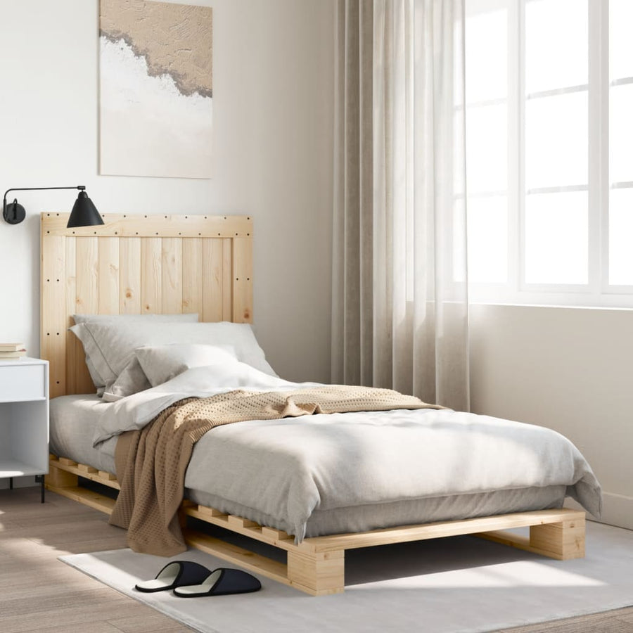Bedframe met hoofdbord massief grenenhout 90x200 cm