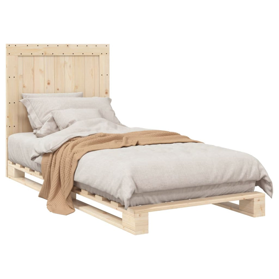 Bedframe met hoofdbord massief grenenhout 90x200 cm