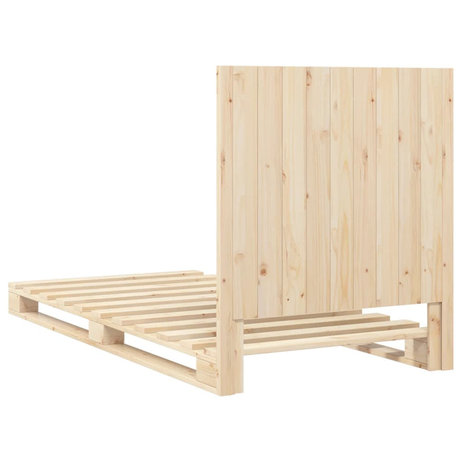 Bedframe met hoofdbord massief grenenhout 90x200 cm