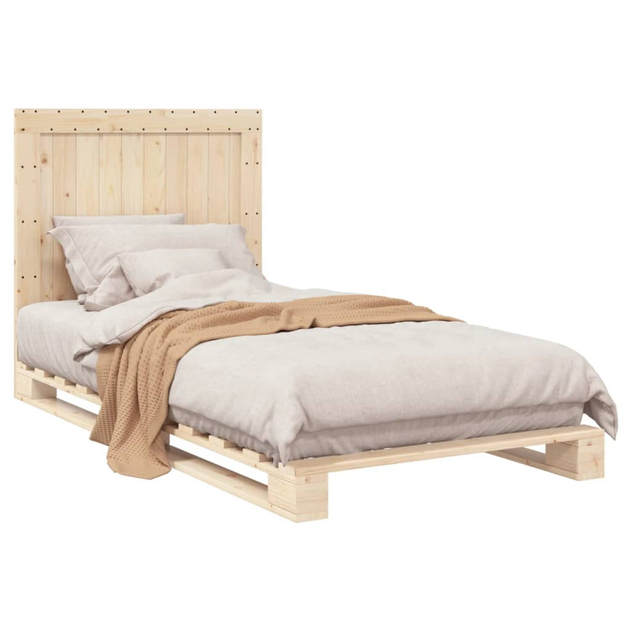 Bedframe Met Hoofdbord Massief Grenenhout 100 x 200 cm Nee Naturel