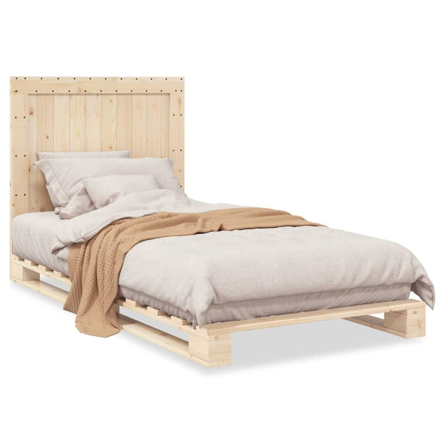 Bedframe met hoofdbord massief grenenhout 100x200 cm