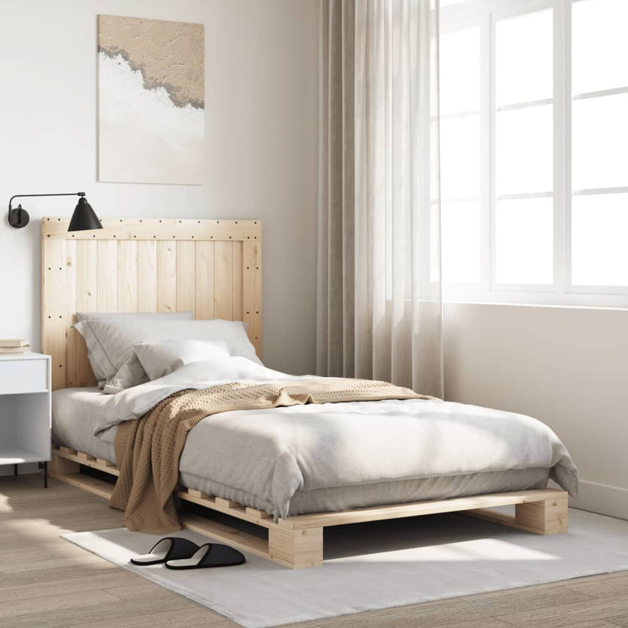 Bedframe Met Hoofdbord Massief Grenenhout 100 x 200 cm Nee Naturel