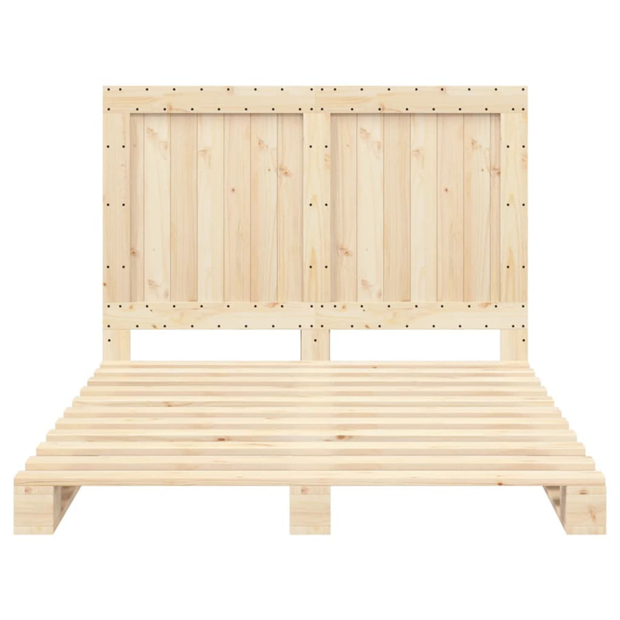 Bedframe met hoofdbord massief grenenhout wit 140x200 cm