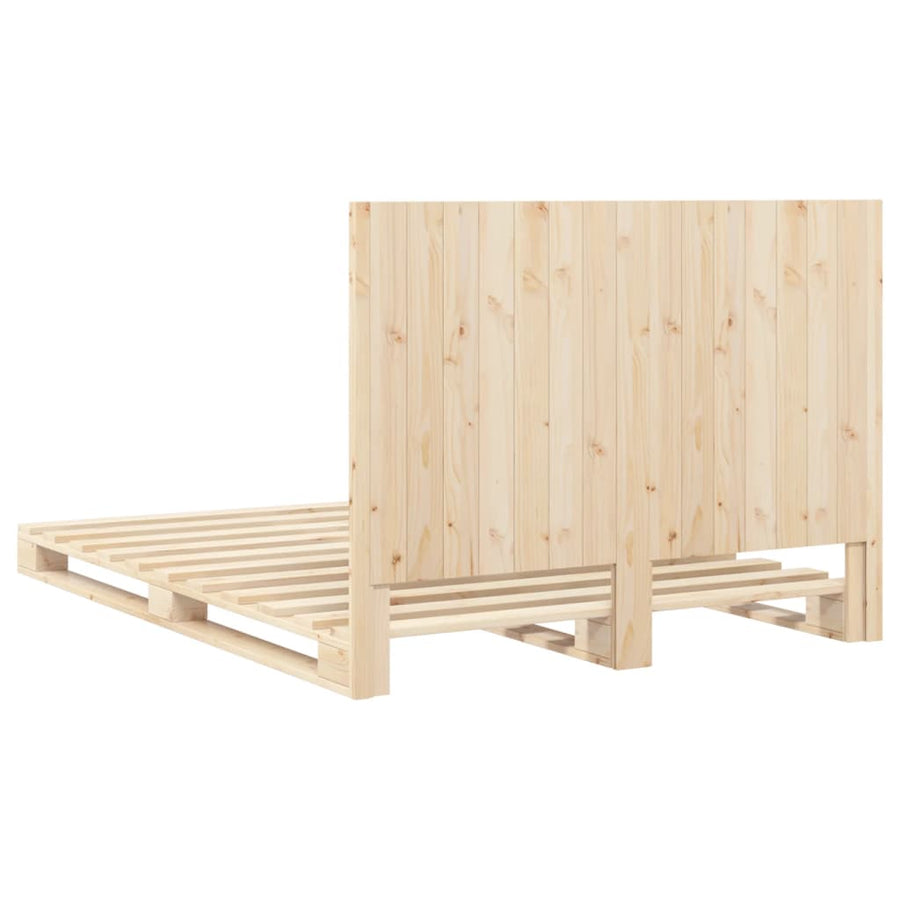 Bedframe met hoofdbord massief grenenhout wit 140x200 cm
