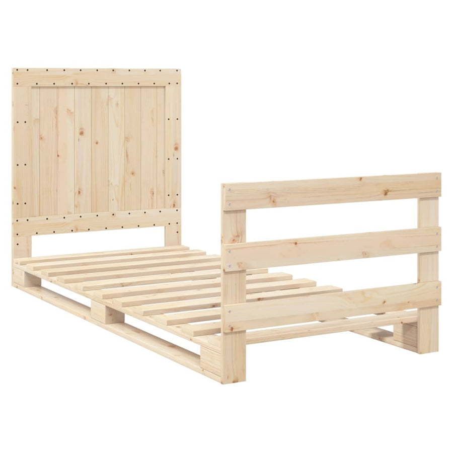 Bedframe met hoofdbord massief grenenhout 90x200 cm