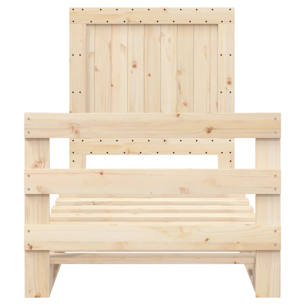 Bedframe met hoofdbord massief grenenhout 90x200 cm