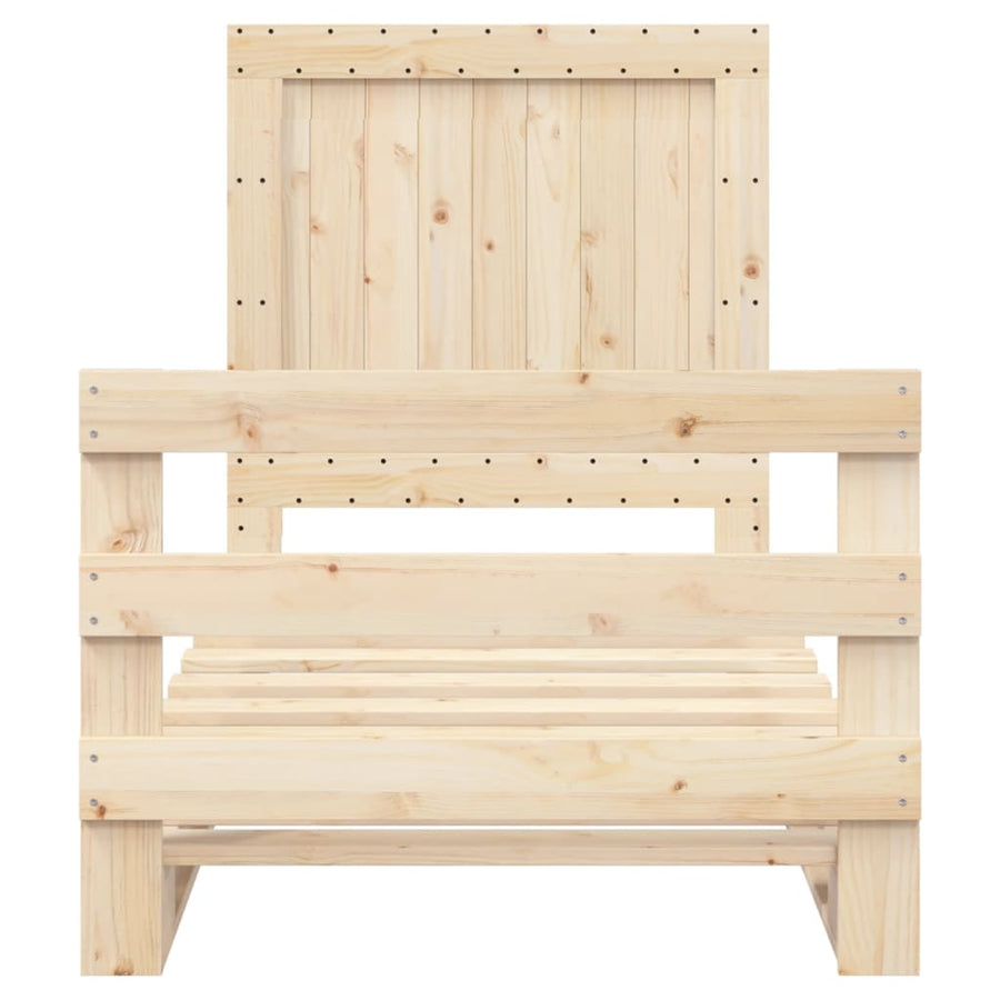 Bedframe met hoofdbord massief grenenhout 90x200 cm