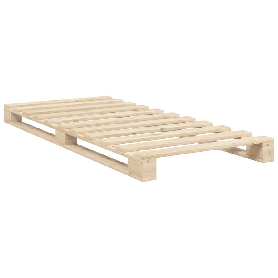 Bedframe met hoofdbord massief grenenhout 90x200 cm