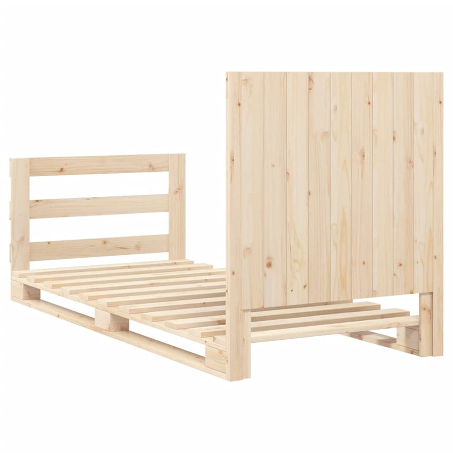Bedframe met hoofdbord massief grenenhout 90x200 cm