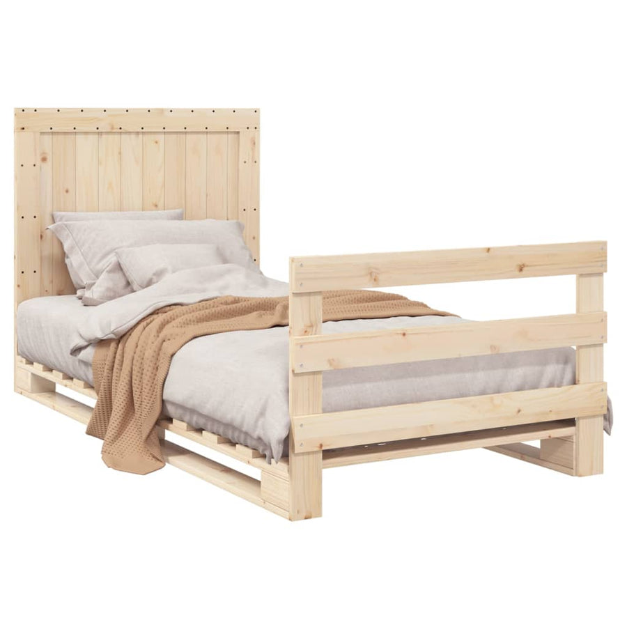 Bedframe met hoofdbord massief grenenhout 100x200 cm