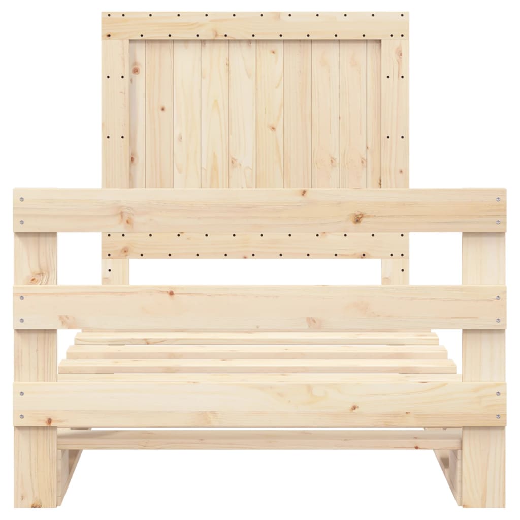 Bedframe met hoofdbord massief grenenhout 100x200 cm