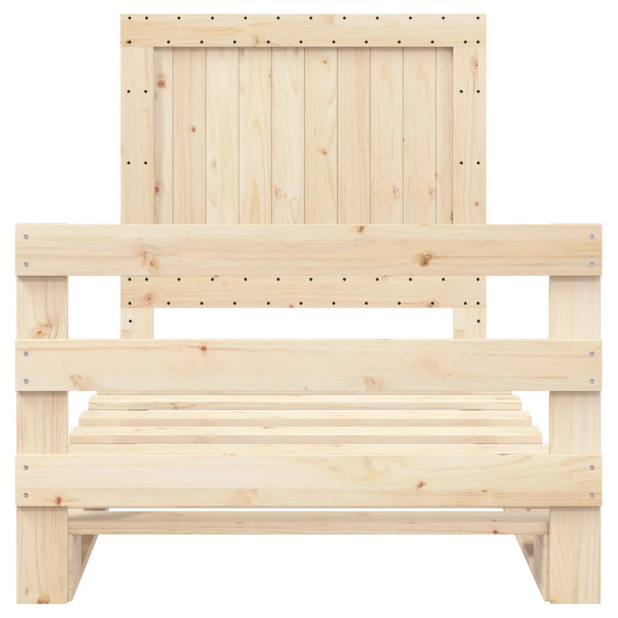 Bedframe met hoofdbord massief grenenhout 100x200 cm