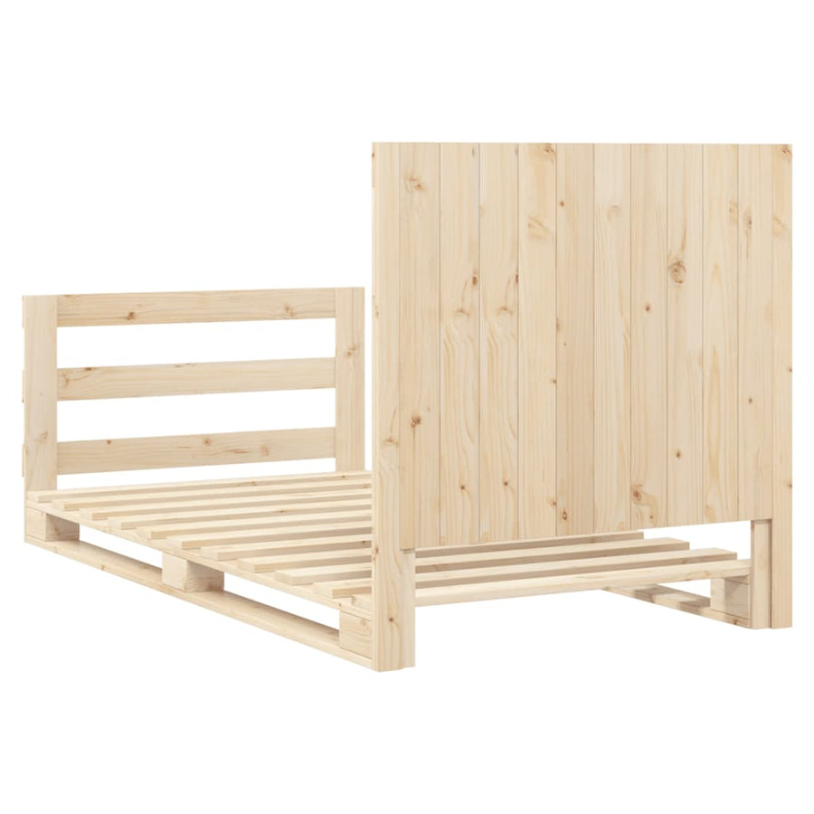 Bedframe met hoofdbord massief grenenhout 100x200 cm