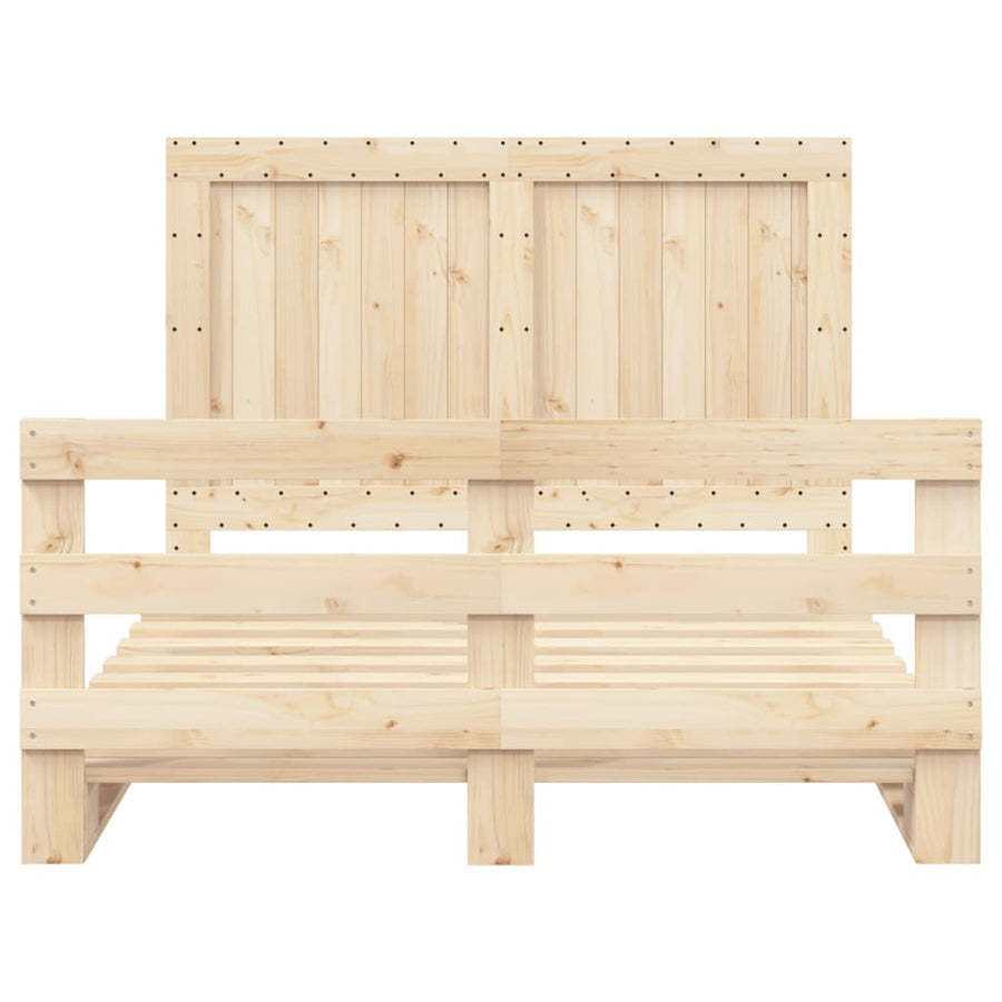 Bedframe met hoofdbord massief grenenhout wit 140x200 cm