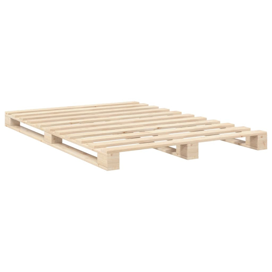 Bedframe met hoofdbord massief grenenhout wit 140x200 cm
