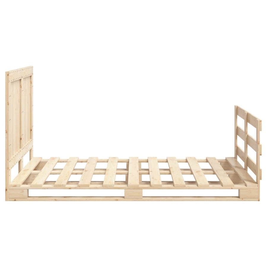 Bedframe met hoofdbord massief grenenhout wit 140x200 cm