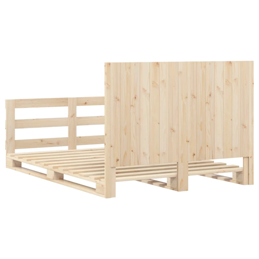 Bedframe met hoofdbord massief grenenhout wit 140x200 cm
