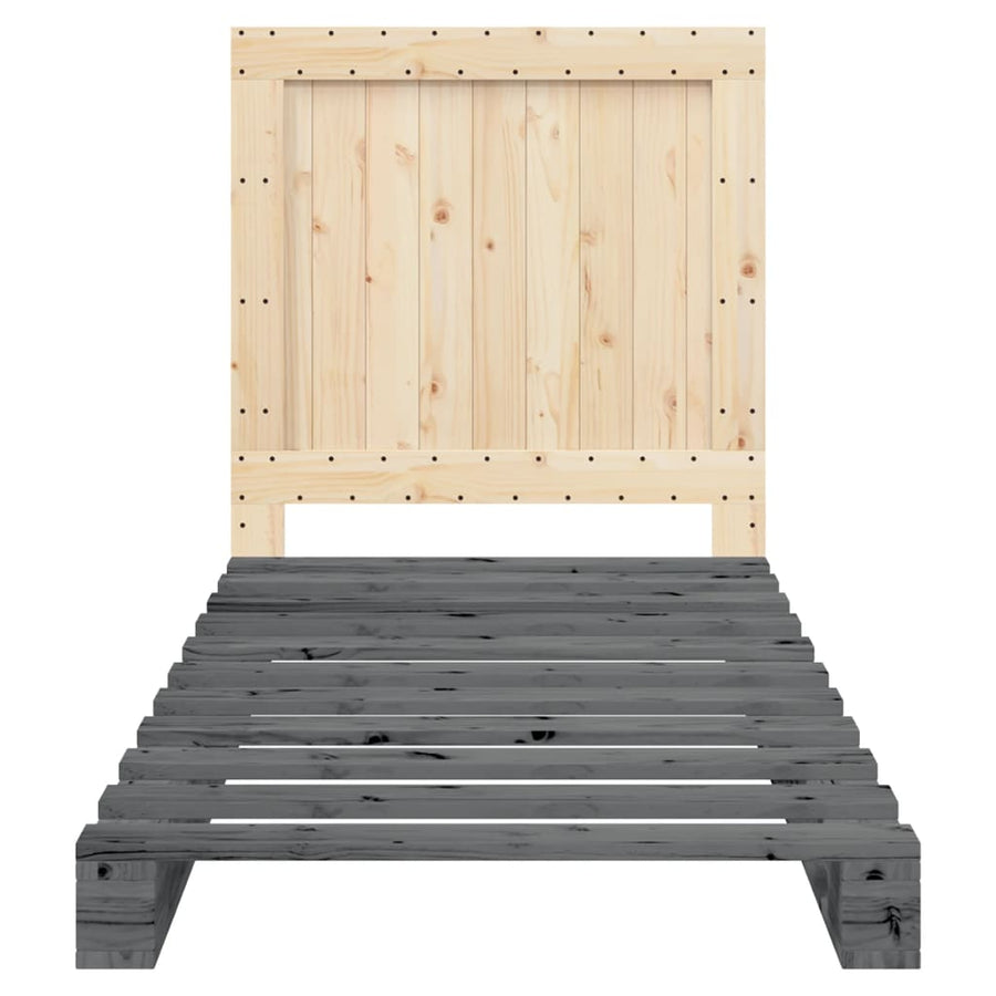 Bedframe Met Hoofdbord Massief Grenenhout Grijs 90X200 Cm Groen
