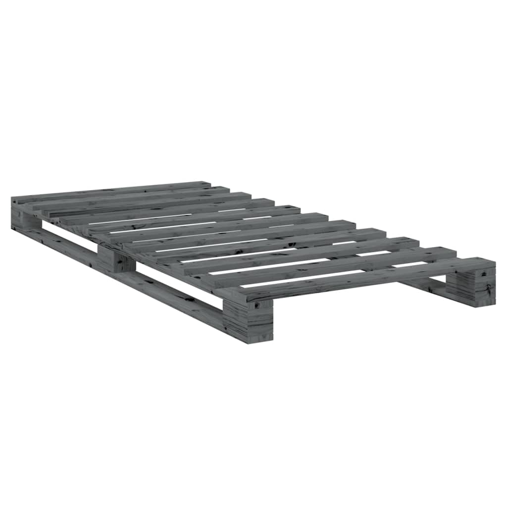 Bedframe Met Hoofdbord Massief Grenenhout Grijs 90X200 Cm Groen