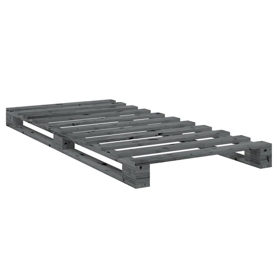 Bedframe Met Hoofdbord Massief Grenenhout Grijs 90X200 Cm Groen