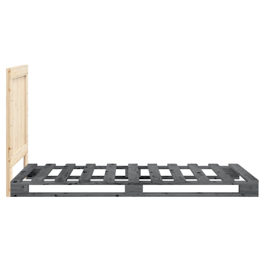 Bedframe Met Hoofdbord Massief Grenenhout Grijs 90X200 Cm Groen