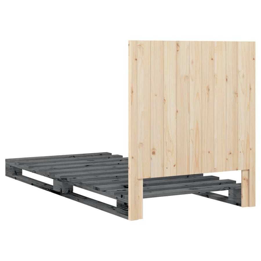 Bedframe Met Hoofdbord Massief Grenenhout Grijs 90X200 Cm Groen