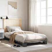 Bedframe massief grenenhout grijs 100x200 cm