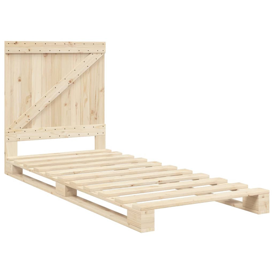 Bedframe met hoofdbord massief grenenhout 90x200 cm