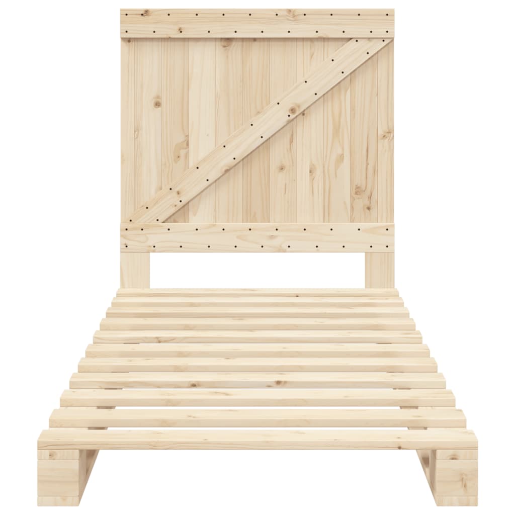 Bedframe met hoofdbord massief grenenhout 90x200 cm