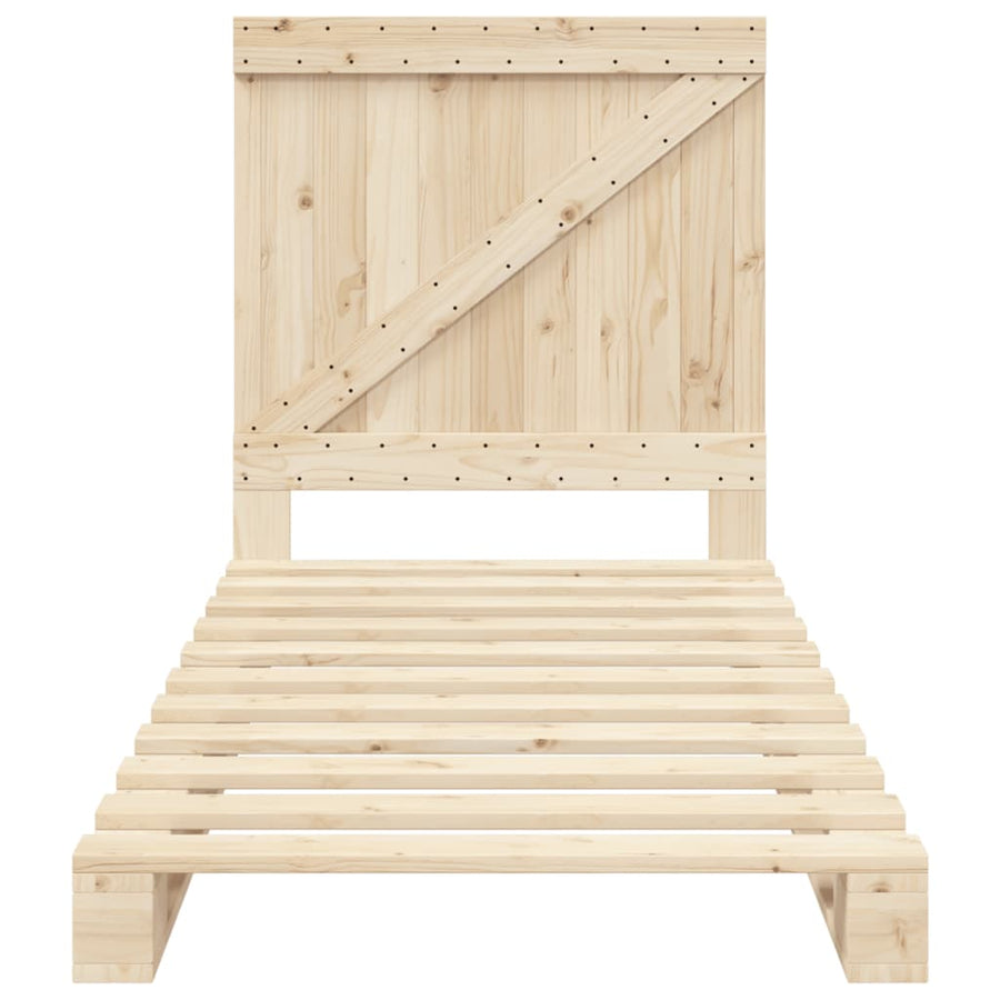 Bedframe met hoofdbord massief grenenhout 90x200 cm