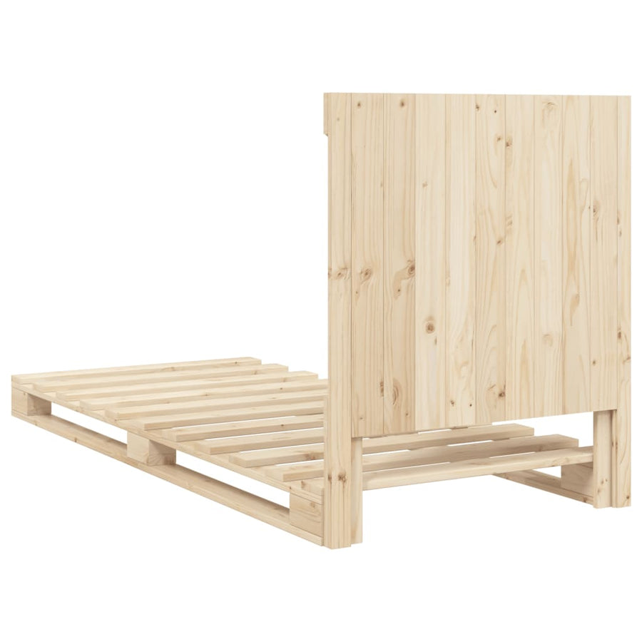 Bedframe met hoofdbord massief grenenhout 90x200 cm