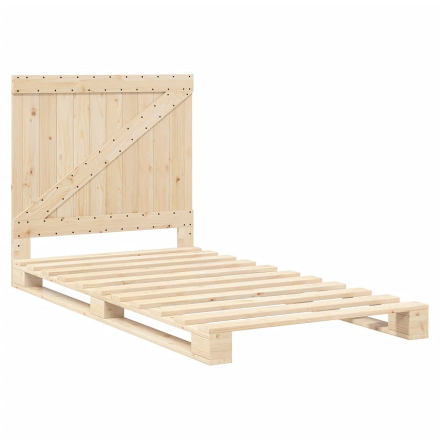 Bedframe Met Hoofdbord Massief Grenenhout 100 x 200 cm Nee Naturel