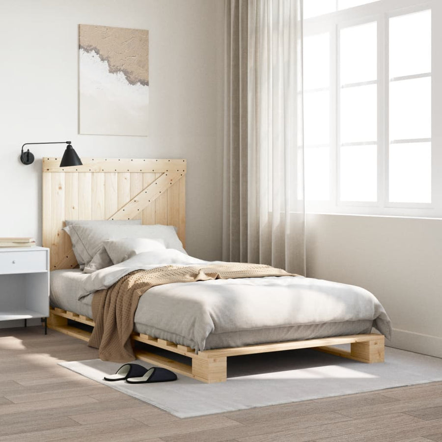 Bedframe Met Hoofdbord Massief Grenenhout 100 x 200 cm Nee Naturel