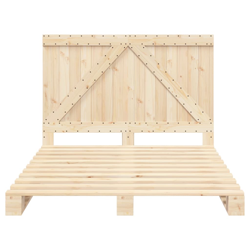 Bedframe met hoofdbord massief grenenhout wit 140x200 cm