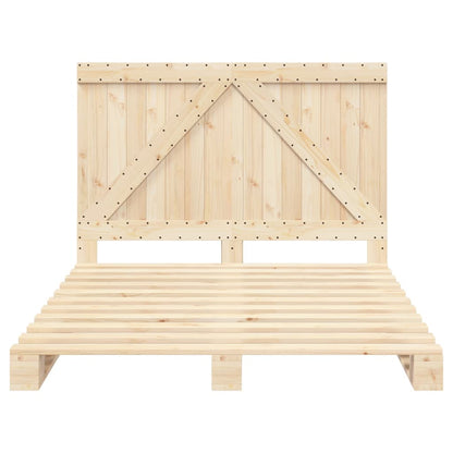 Bedframe met hoofdbord massief grenenhout wit 140x200 cm