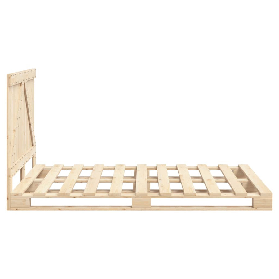 Bedframe met hoofdbord massief grenenhout wit 140x200 cm