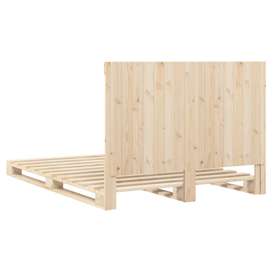 Bedframe met hoofdbord massief grenenhout wit 140x200 cm