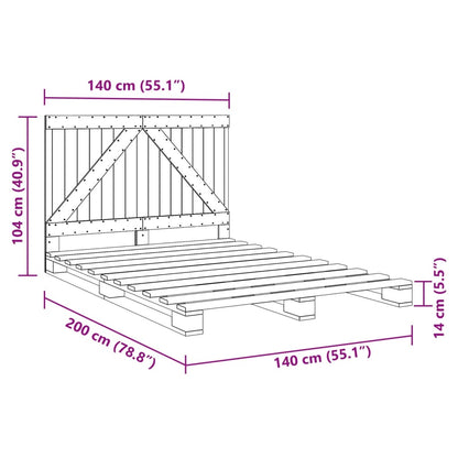 Bedframe met hoofdbord massief grenenhout wit 140x200 cm