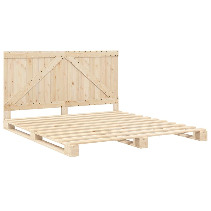 Bedframe met hoofdbord massief grenenhout 200x200 cm