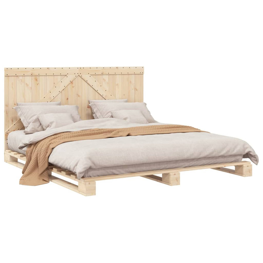 Bedframe met hoofdbord massief grenenhout 200x200 cm