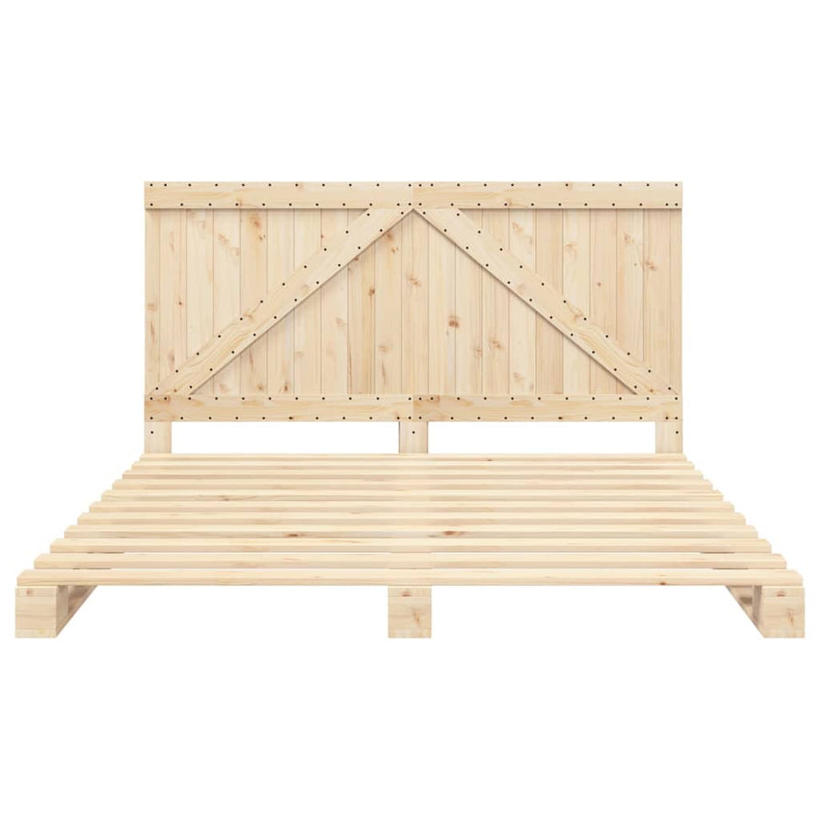 Bedframe met hoofdbord massief grenenhout 200x200 cm