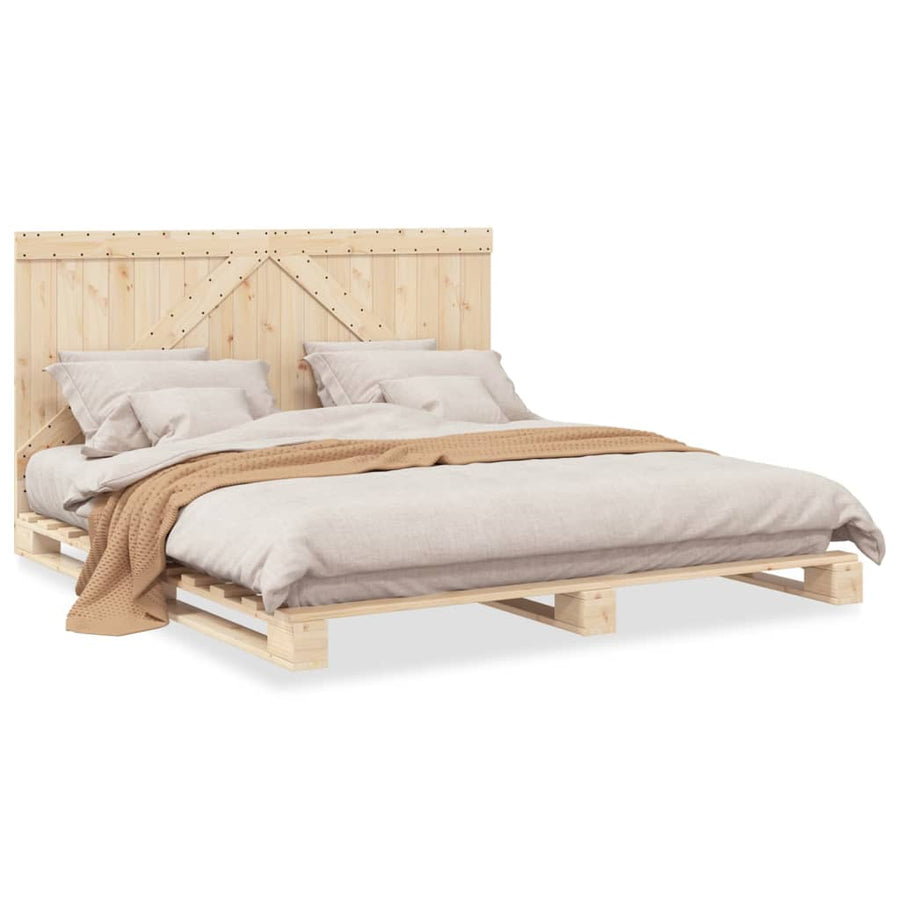Bedframe met hoofdbord massief grenenhout 200x200 cm