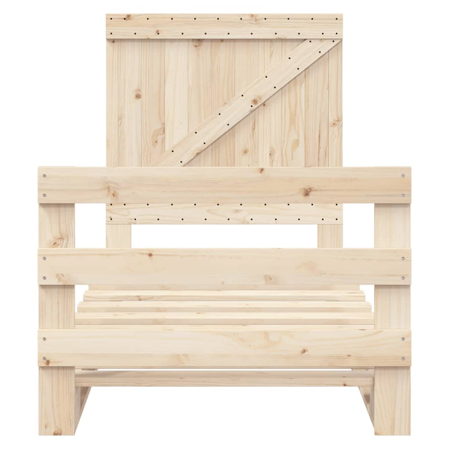 Bedframe met hoofdbord massief grenenhout 90x200 cm