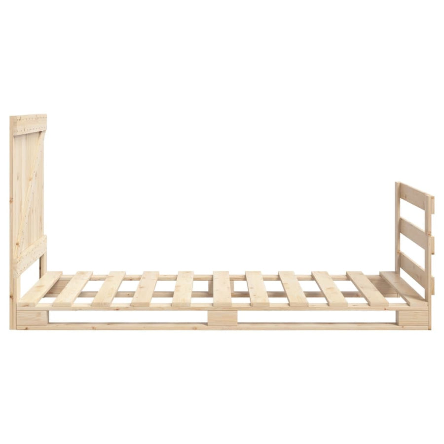 Bedframe met hoofdbord massief grenenhout 90x200 cm