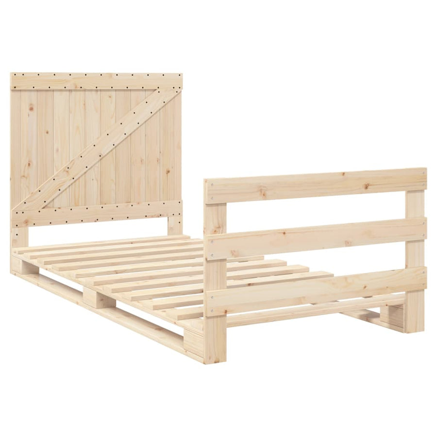 Bedframe met hoofdbord massief grenenhout 100x200 cm