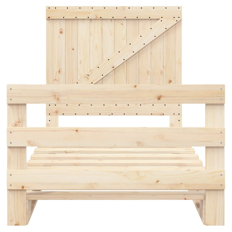 Bedframe met hoofdbord massief grenenhout 100x200 cm
