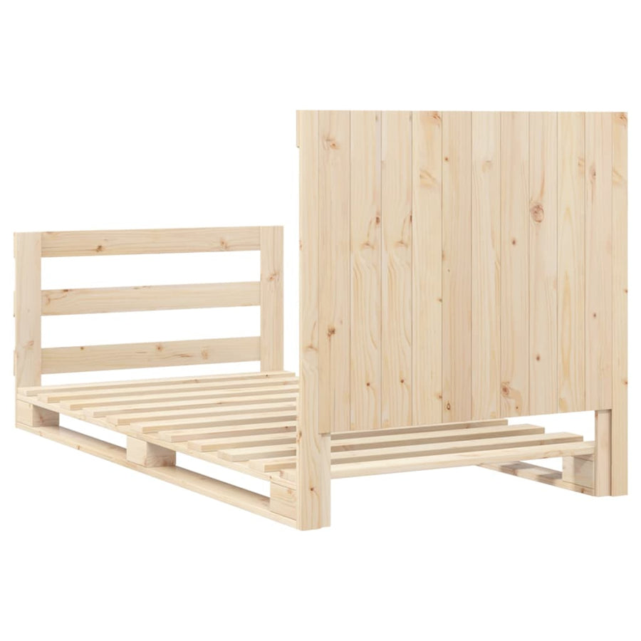 Bedframe met hoofdbord massief grenenhout 100x200 cm