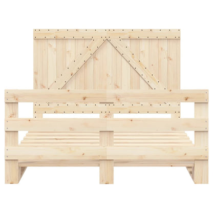 Bedframe met hoofdbord massief grenenhout wit 140x200 cm