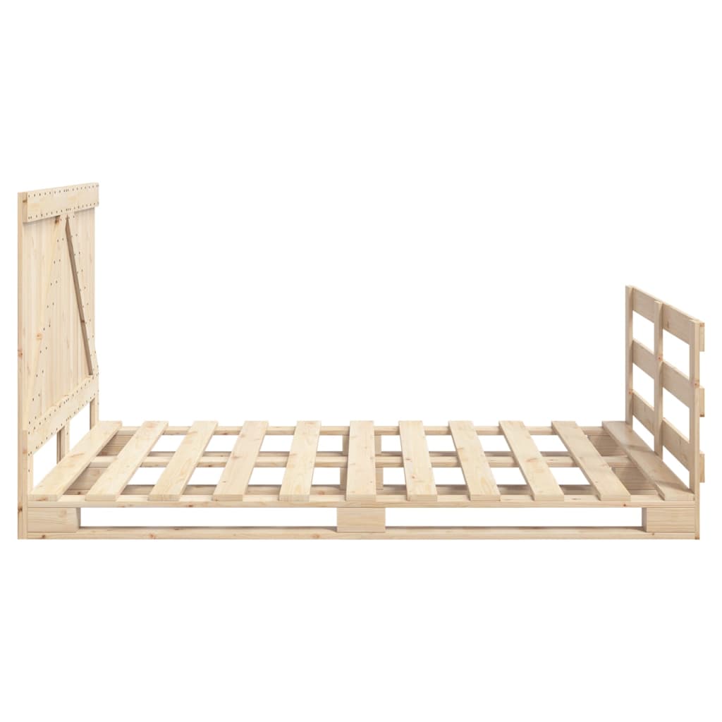 Bedframe met hoofdbord massief grenenhout wit 140x200 cm